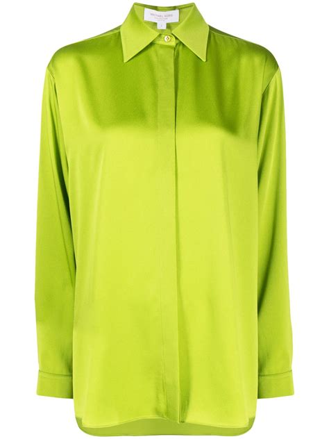 michael kors italian long sleeve collar|Michael Kors Collection Long Sleeve Silk Crêpe de Chine .